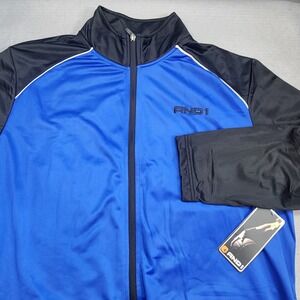 AND1 Track Jacket Blue Black Colorblock Full‎ Zip Basketball Mens 2XL